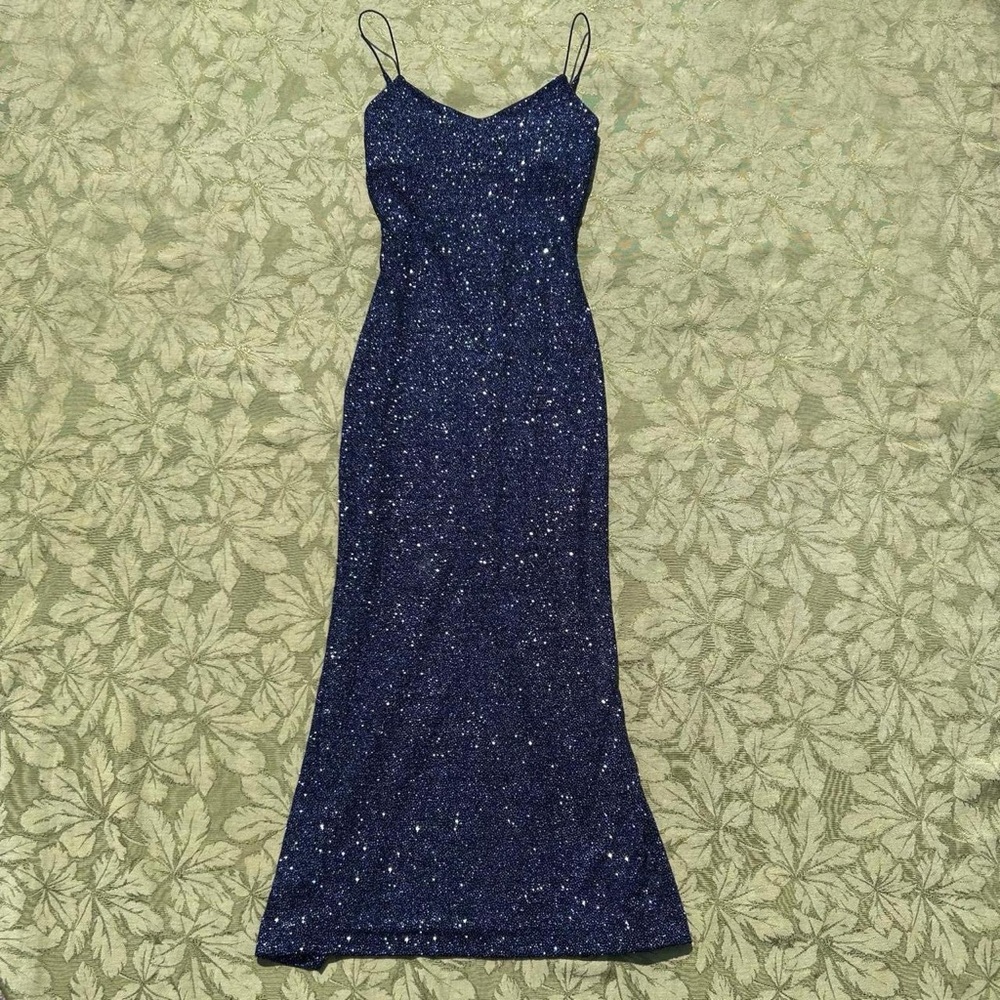 Navy sparkle Maxi prom Dress